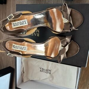Badgley Mischka Satin Brown Heels